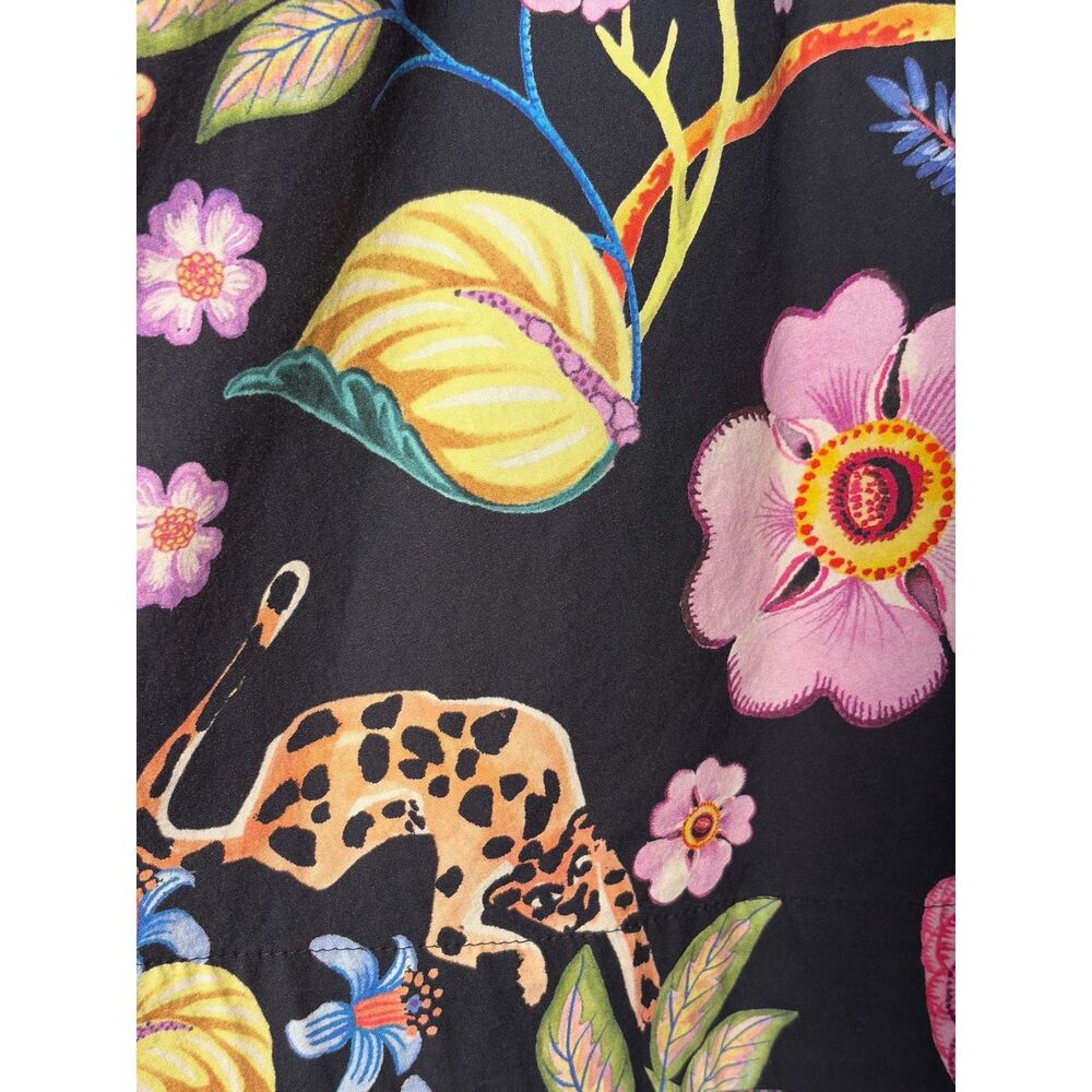 Maeve Anthropologie Flora Fauna Menagerie Print 100% Cotton Mini Dress Sz 0 - Picture 6 of 15